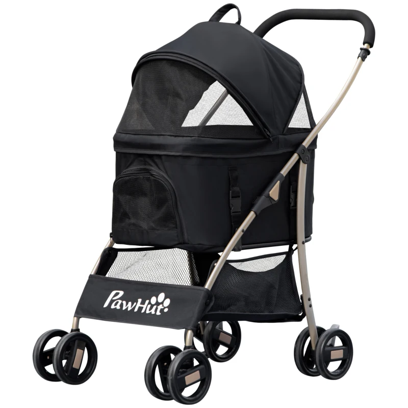 PawHut hondenbuggy, 2-in-1 hondenwagen, opvouwbare hondenbuggy, draagtas