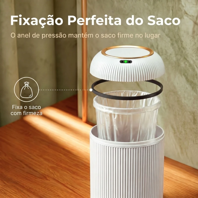 HOMCOM Caixote do Lixo Automático 10 L para Cozinha com Sensor Infravermelho, Fecho Suave e Anti-impressões, Branco