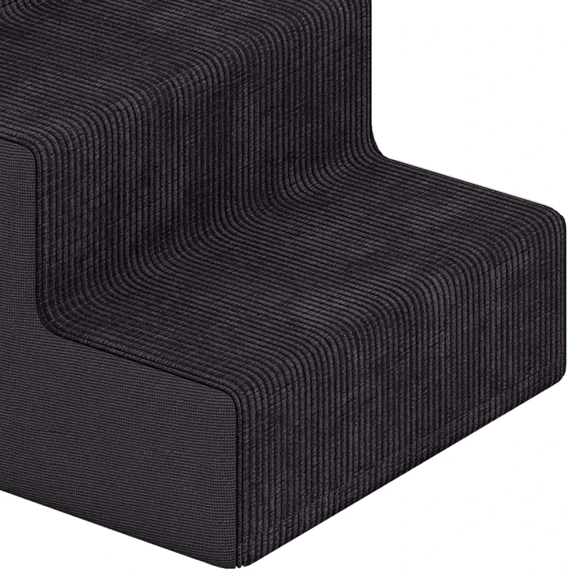 PawHut Dog Steps, 3-Step Dog Stairs for Bed and Sofa, Pet Stairs with Carry Handle, Washable Cover