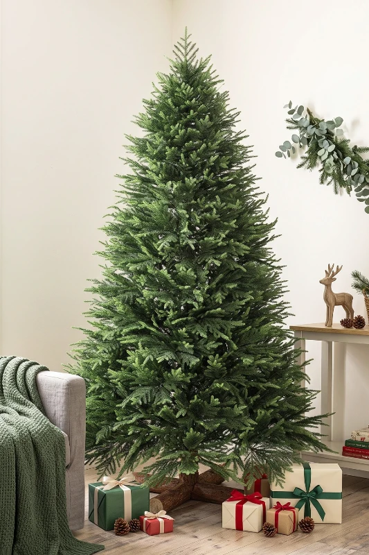 HOMCOM 6ft Artificial Christmas Tree, Hinged Xmas Tree with Realistic 751 PE & PVC Branch Tips, Fir Wood Base, Green