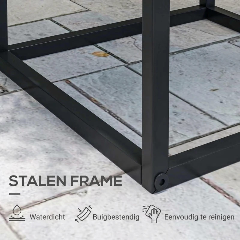 Outsunny Bloemstandaard, 2-Delige Set, Scandinavisch Ontwerp, Metalen Frame, 58,5/65cm Hoogte, Zwart