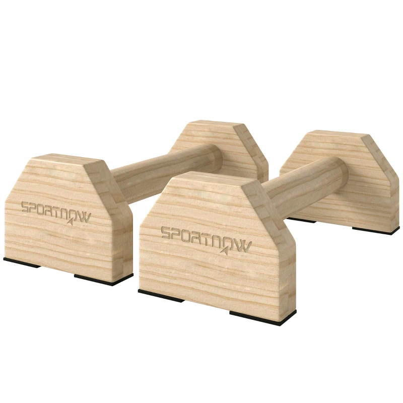 SPORTNOW Push Up Bars im 2er-Set, robust & rutschfest, bis 120 kg, Buchenholz, 30x13x10cm, Natur