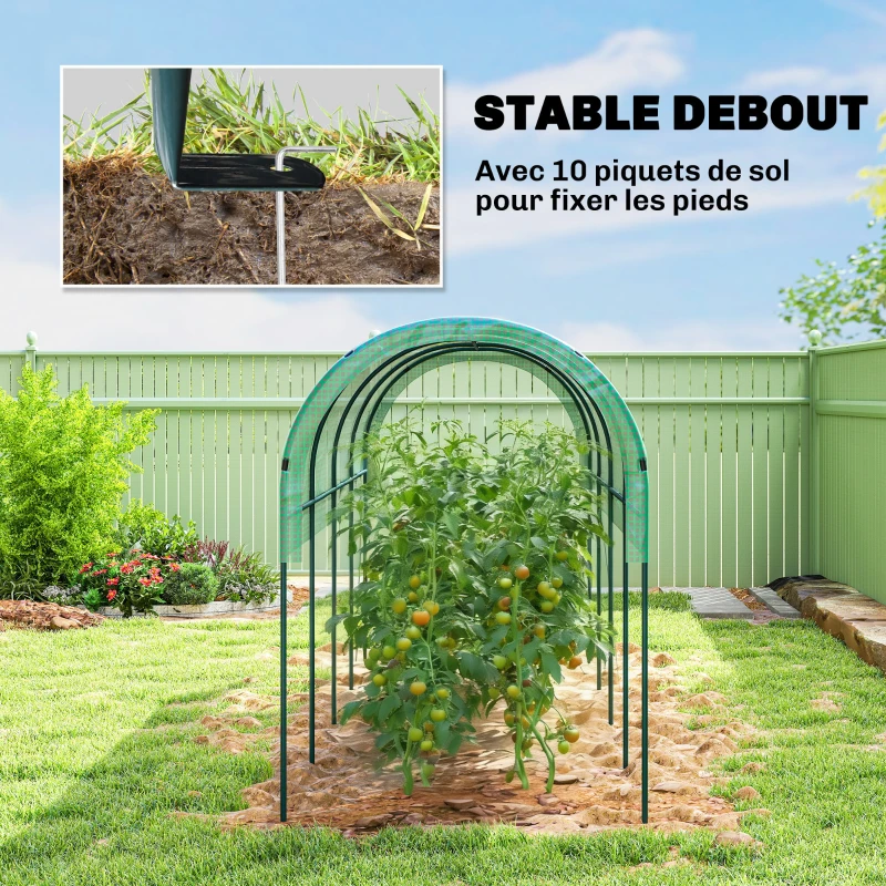 Outsunny Serre de Jardin, Serre à Tomates 4 x 1,20 x 1,70 m, 5 Arceaux en Acier - Bâche en PE, Vert
