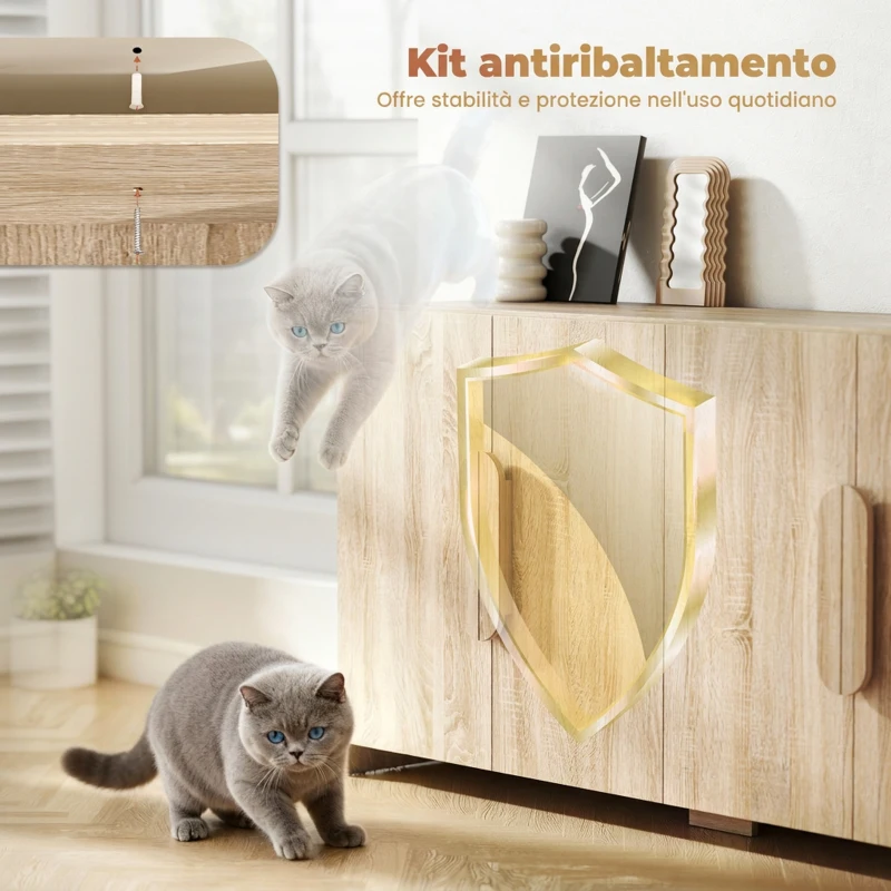 HOMCOM Credenza Cucina con 2 Armadietti, Ante Soft-Close e Ripiani Regolabili, 157x39x82 cm, Legno Naturale