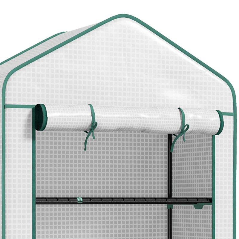 Outsunny Serre de jardin Serre 5 niveaux avec 1 porte enroulable, Bâche en PE Renforcée Résistante dim. 90L x 49l x 193H cm