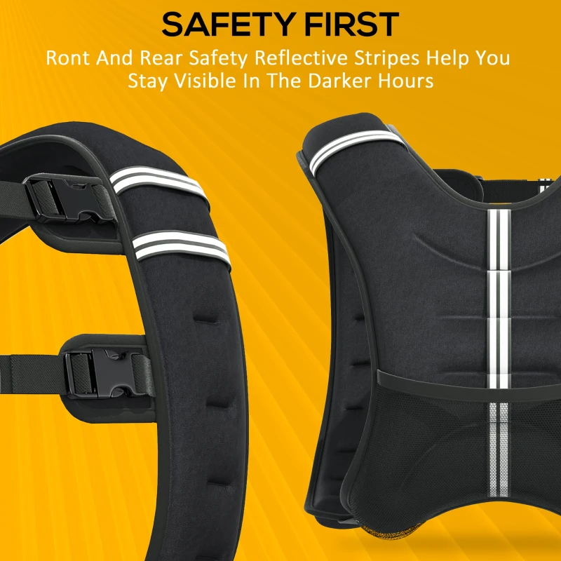 HOMCOM 10KG Weighted Vest, Running Weight Vest with Adjustable Strap, Convenient Pocket and Reflective Strips for Men and Women