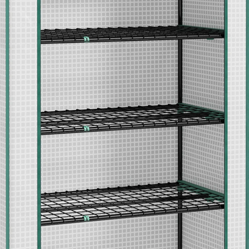 Outsunny Serre de jardin Serre 5 niveaux avec 1 porte enroulable, Bâche en PE Renforcée Résistante dim. 90L x 49l x 193H cm
