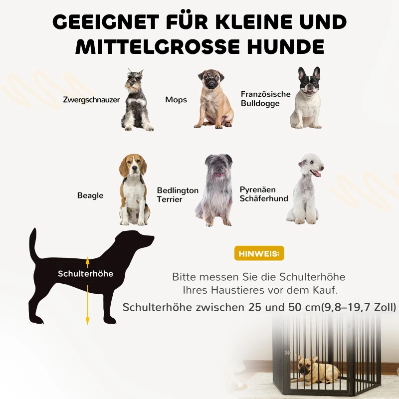 PawHut Hondenpark, dierpark, 5 panelen, draagbare opvouwbare omheining, veilig, zwart(m-9)