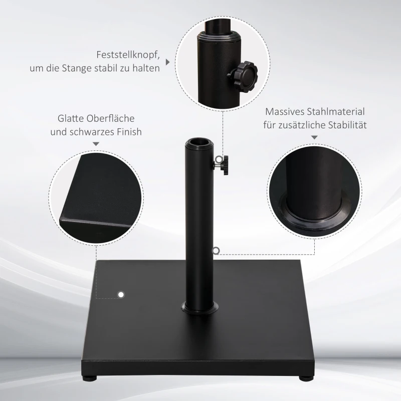 Outsunny Zonneschermstandaard, schermhouder, schermbasis voor Ø 35 mm, Ø 38 mm, Ø 48 mm metaal