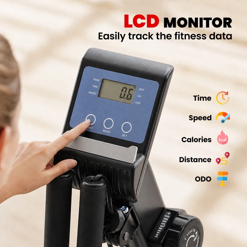 HOMCOM Recumbent Seated Exercise Bike, Recovery Rehab Exercise Bike Home Exerciser, 8-Level Magnetic Resistance Stationary Bike with Pad Holder, LCD Monitor, Wheels for Indoor Cardio Workout, Black