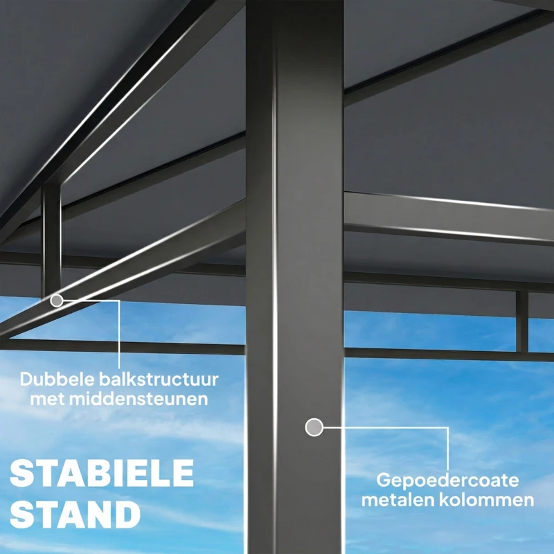 Outsunny Grillpaviljoen 2,4 x 1,4 m, Weerbestendige BBQ Overkapping met Dubbel Dak en Zijplanken