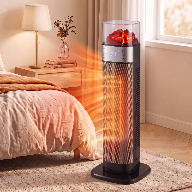 HOMCOM Keramische ventilatorkachel 2000W met thermostaat en afstandsbediening, zwart