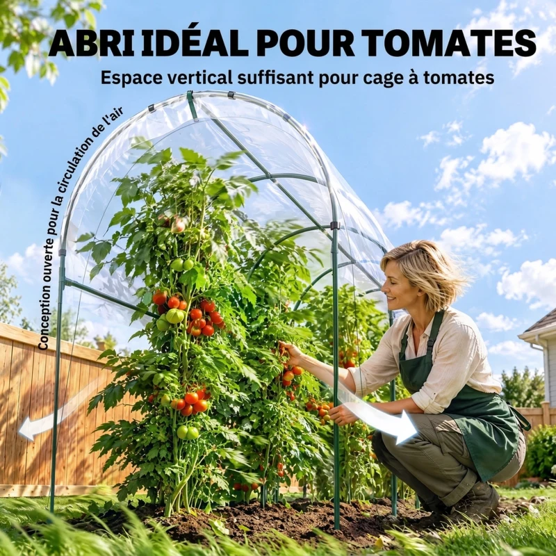 Outsunny Serre de jardin serre à tomates 7 arceaux en acier bâche en plastique 6 x 1,23 x 1,71 m vert