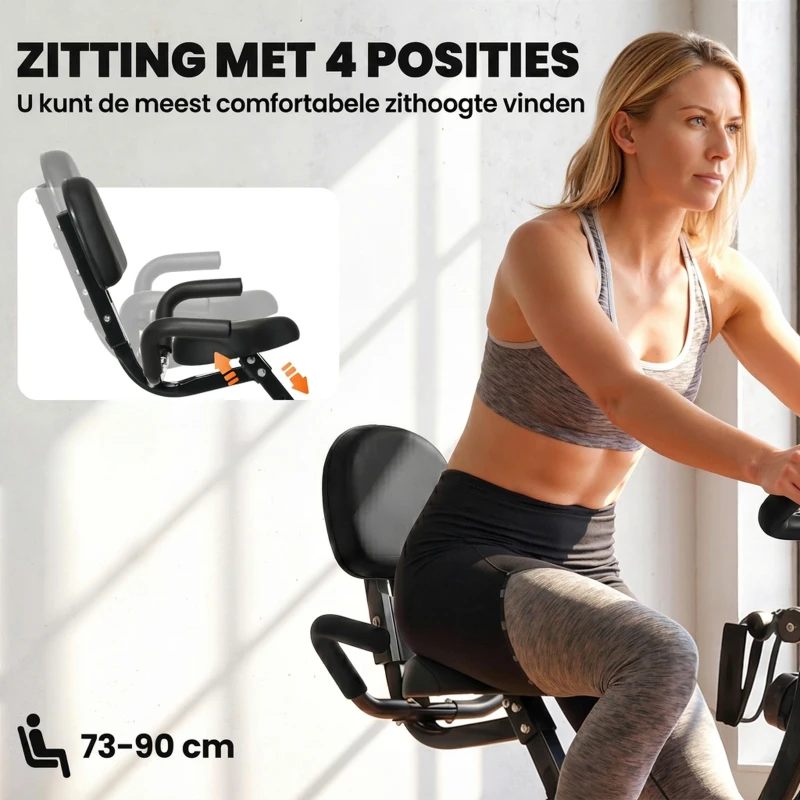 HOMCOM Hometrainer fietstrainer trainingsfiets voor thuis staal wit