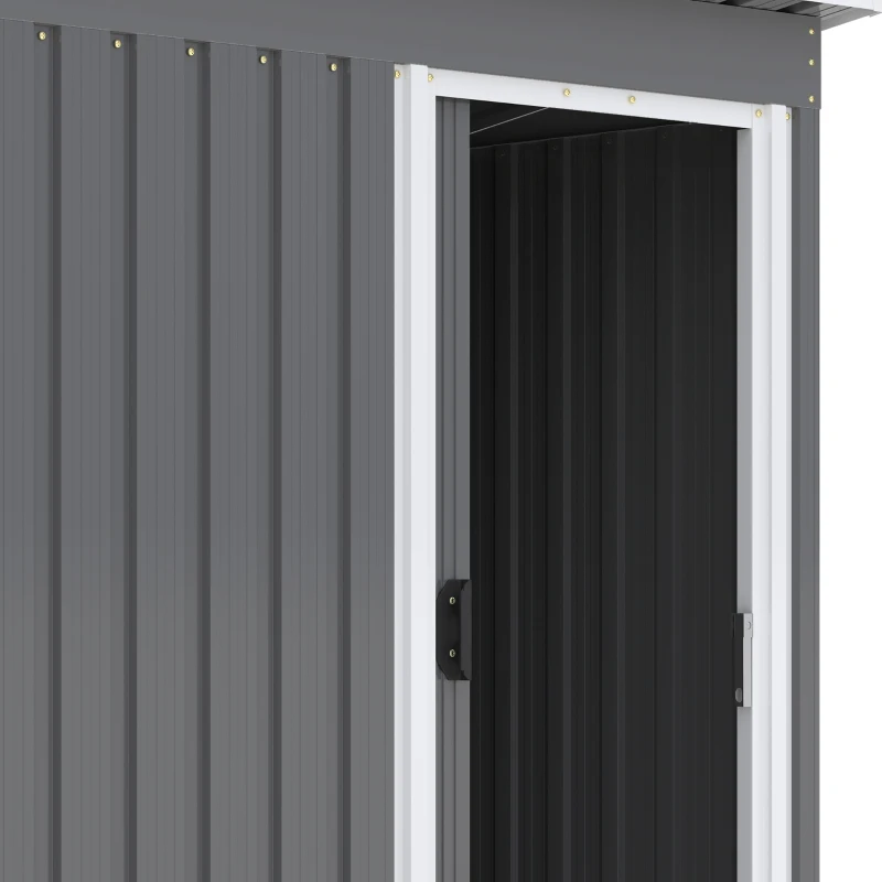 Outsunny Abri de Jardin Acier Galvanisé 1,16 m², Cabanon à Porte Coulissante, 163 x 89 x 182 cm, Gris Clair