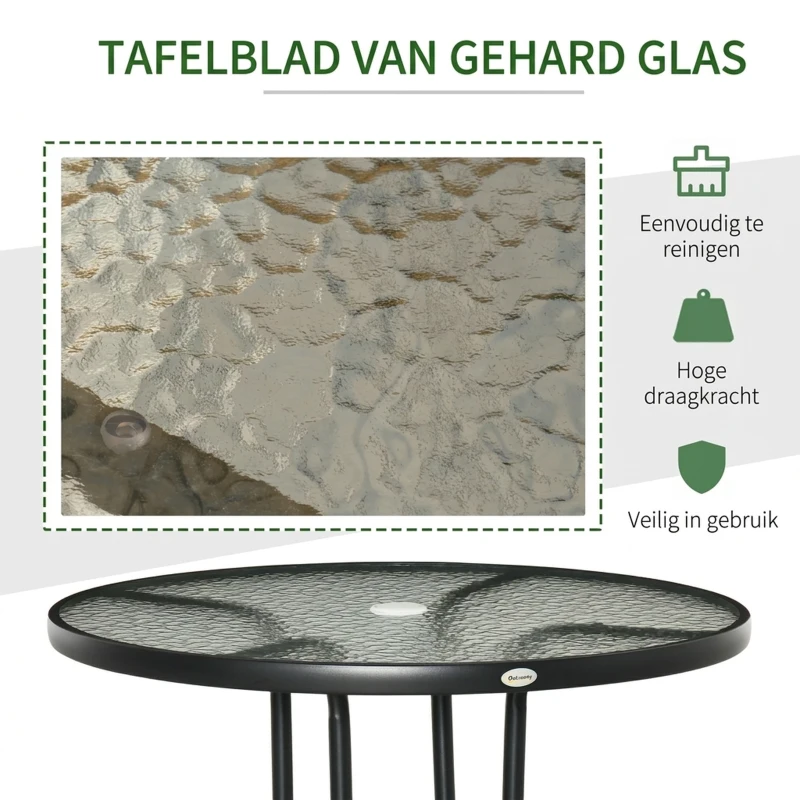 Outsunny Balkontafel tuin bijzettafel tuinmeubelen terrastafel met parasolgat