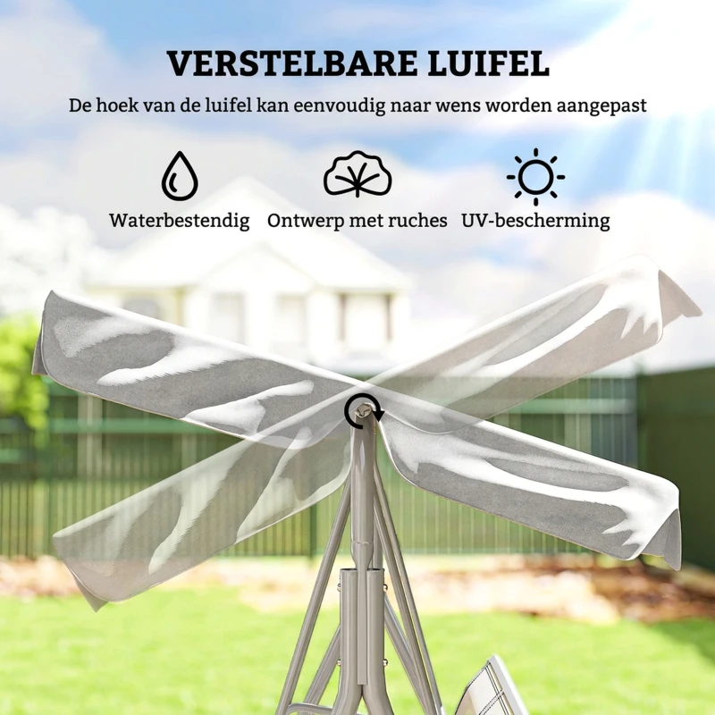 Outsunny 3-zits schommelzitje 171cm x 108cm x 154cm