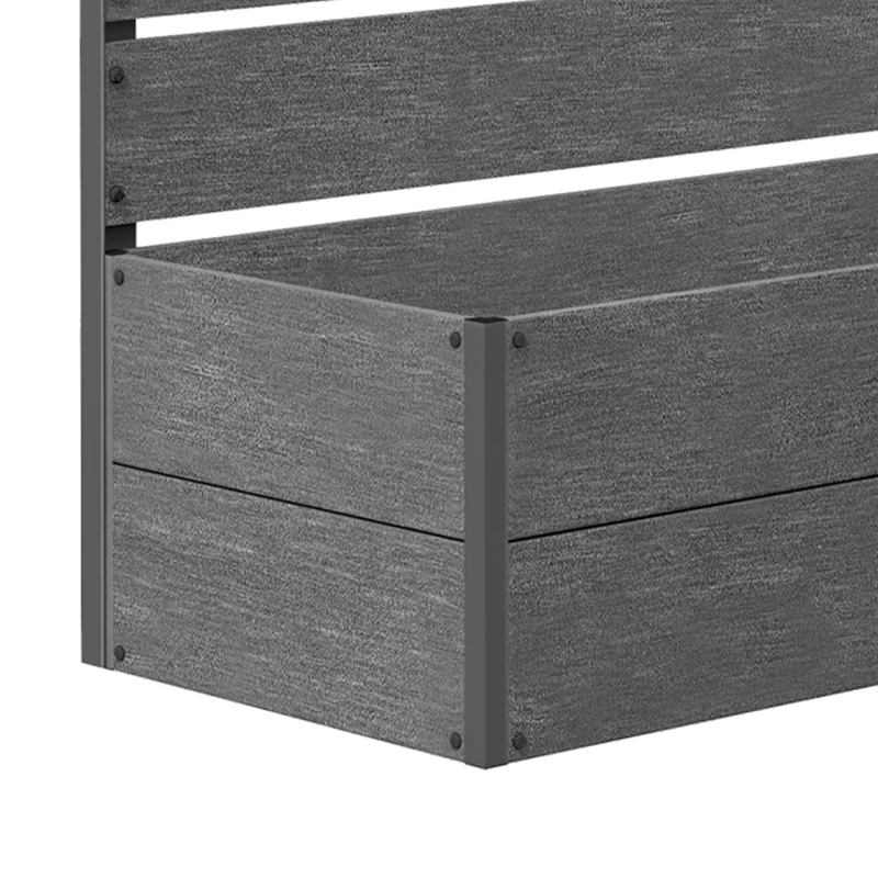 Outsunny 34 x 69.5cm Garden Planter Box, with Back Trellis, Grey