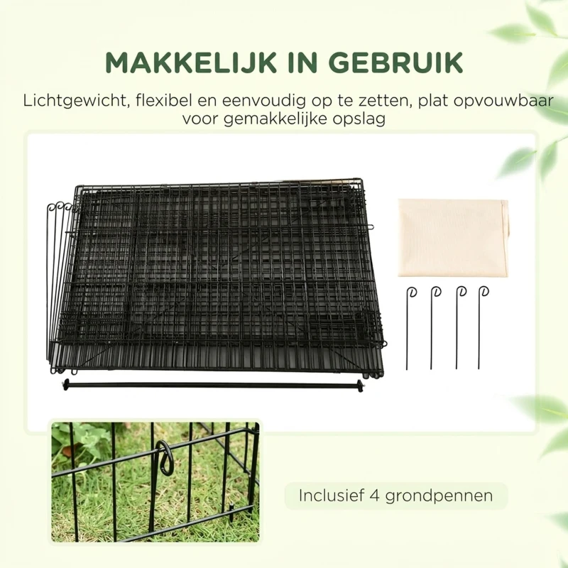 PawHut buitenverblijf buitenren konijnenhok met zonwering metaal beige 220x103x103 cm(m-7)
