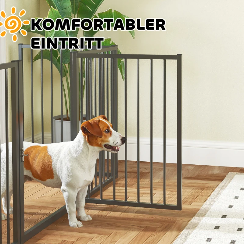 PawHut Hondenpark, dierpark, 5 panelen, draagbare opvouwbare omheining, veilig, zwart(m-8)