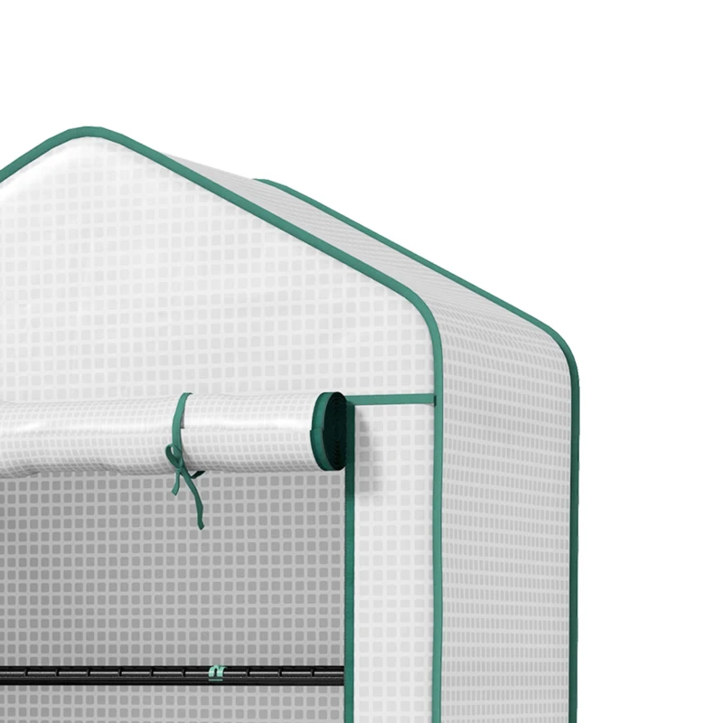 Outsunny Serre de jardin Serre 5 niveaux avec 1 porte enroulable, Bâche en PE Renforcée Résistante dim. 90L x 49l x 193H cm