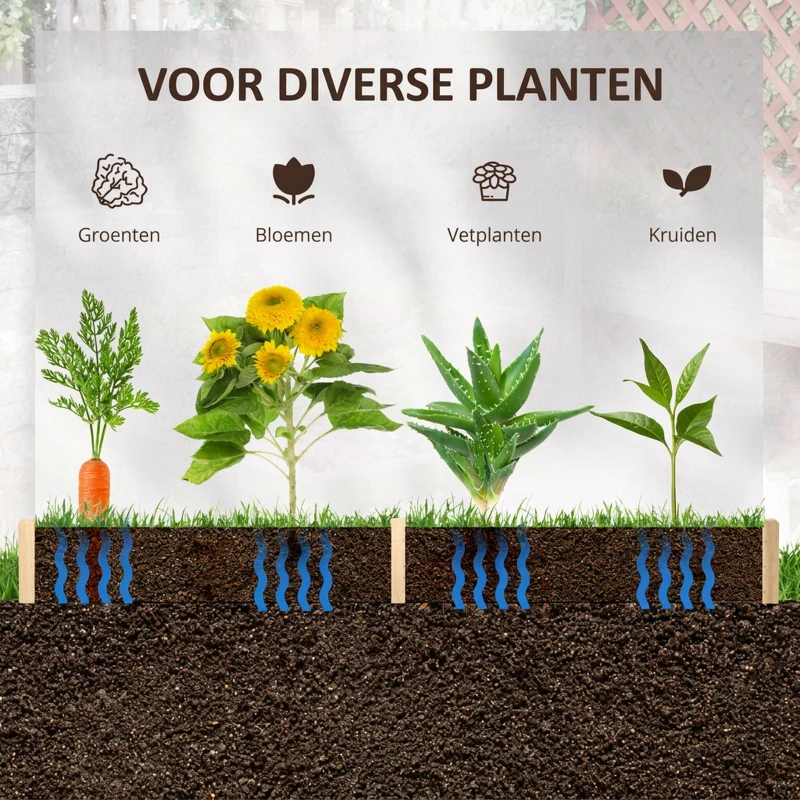 Outsunny verhoogd bed zeshoekige DIY plantenbak planter gemaakt van hout natuurlijk