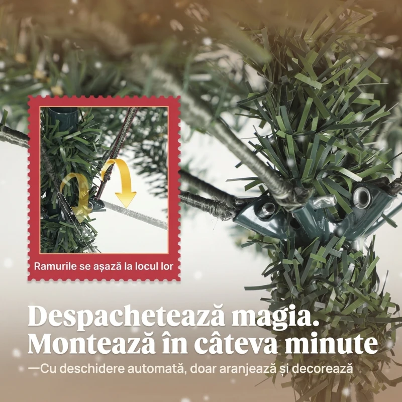 HOMCOM Brad de Crăciun de 150 cm Înălțime pentru Interior cu 398 de Crengi, Conuri și Fructe Roșii, Bază din Metal, Verde