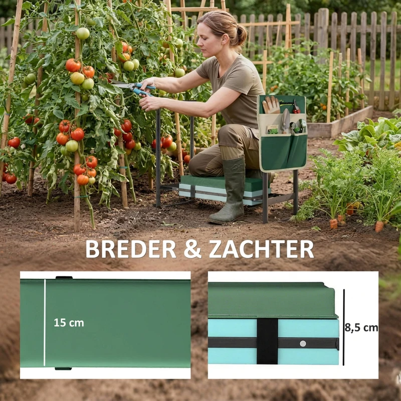 Outsunny tuinbank met kniekussen en zitgedeelte, 150 kg draagvermogen, tuinbankje met dikke bekleding en uitschuifbare stalen poten