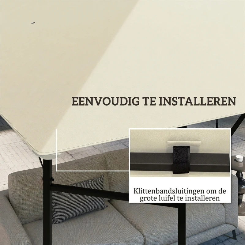 Outsunny Vervangend dak voor paviljoen 3 x 3 m waterafstotend paviljoendak UPF30+ vervangende hoes Oxford-stof, 370 g/m², crème-wit