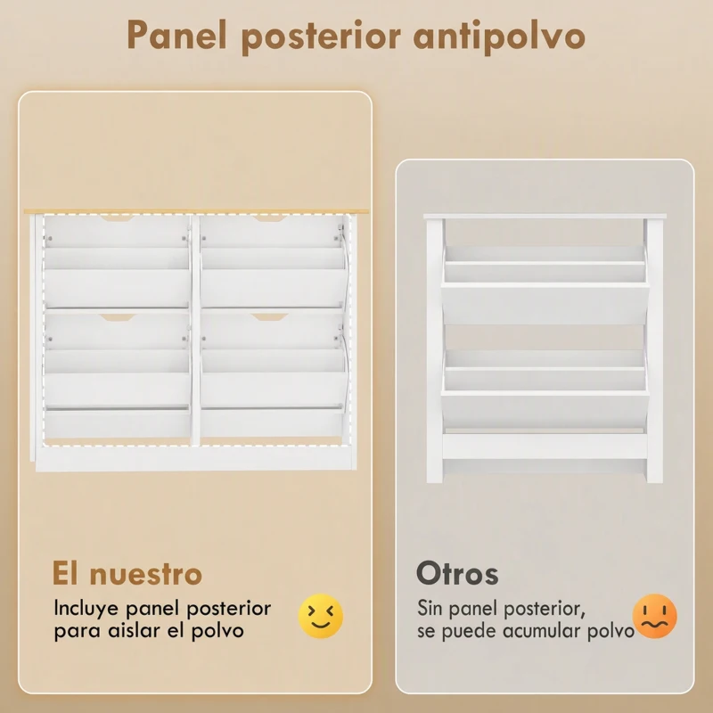 HOMCOM Zapatero Estrecho con 4 Cajones Abatibles Estantes Ajustables para 16 Pares de Zapatos 105x26x80 cm Blanco