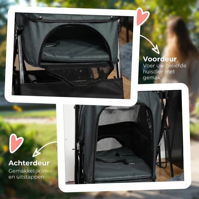 PawHut Hondenbuggy Oxford Stof 76.5cm x 52cm x 95cm
