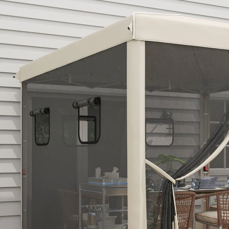 Outsunny Opvouwbare paviljoen met verstelbare hoogte, netgordijnen, draagtas, metalen frame, 3 x 3 x 3 m, Beige