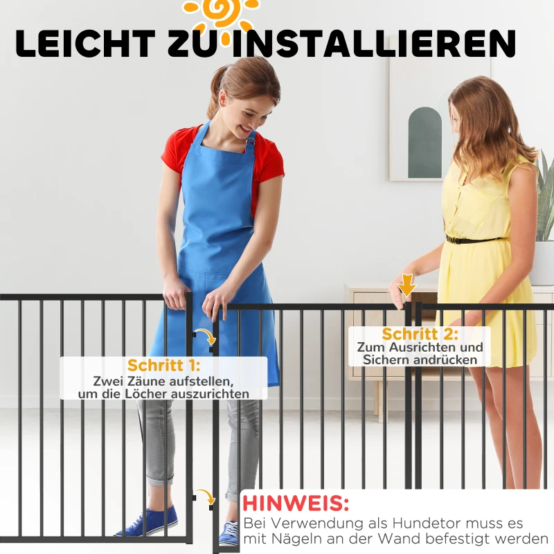 PawHut Hondenpark, dierpark, 5 panelen, draagbare opvouwbare omheining, veilig, zwart(m-7)