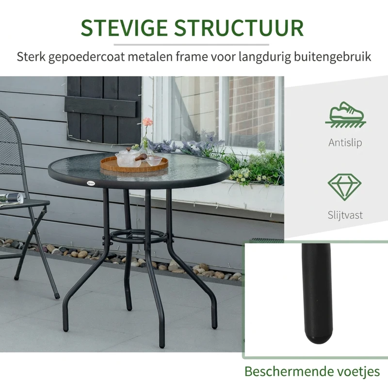 Outsunny Balkontafel tuin bijzettafel tuinmeubelen terrastafel met parasolgat