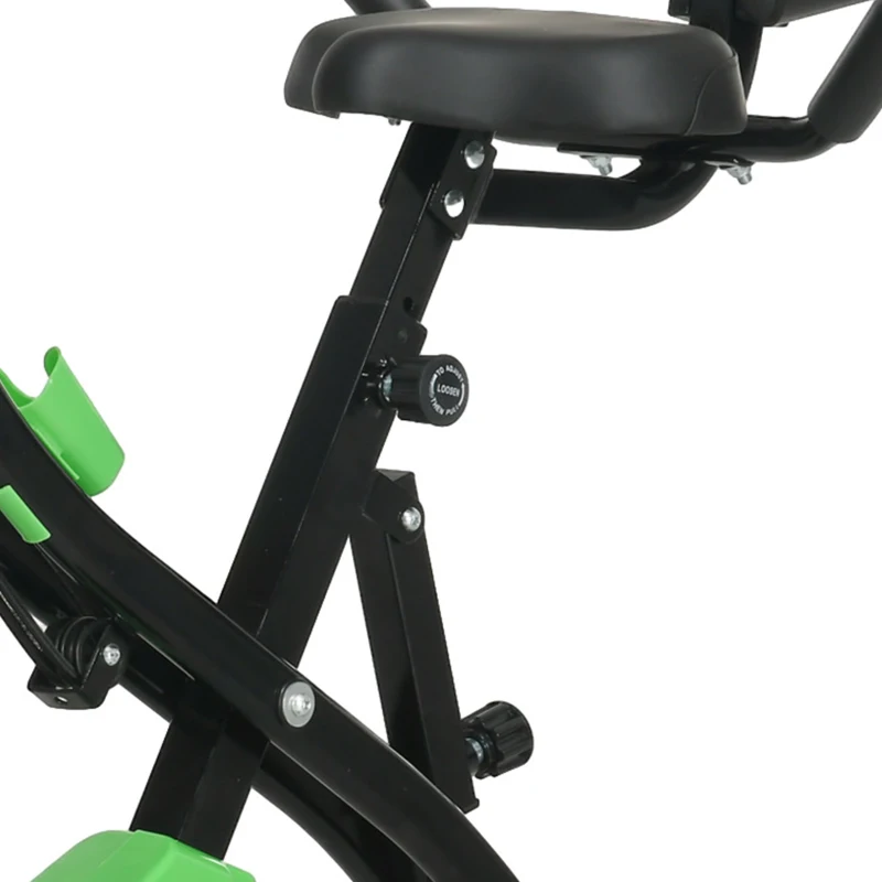 HOMCOM 2-in-1 Folding Exercise Bike with 8-Level Magnetic Resistance, Arm Resistance Band, Pulse Sensor, Green
