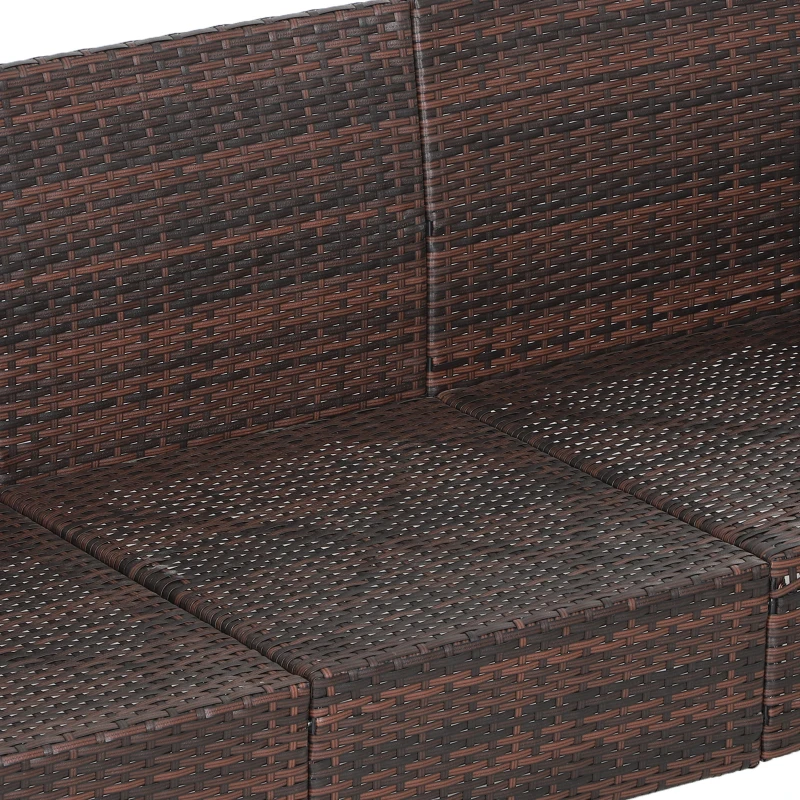 Outsunny rotan bank met kussens, driezits loungebank, staal, grijs, 173 x 68 x 78 cm Outdoor loungebank kussen driezits bruin