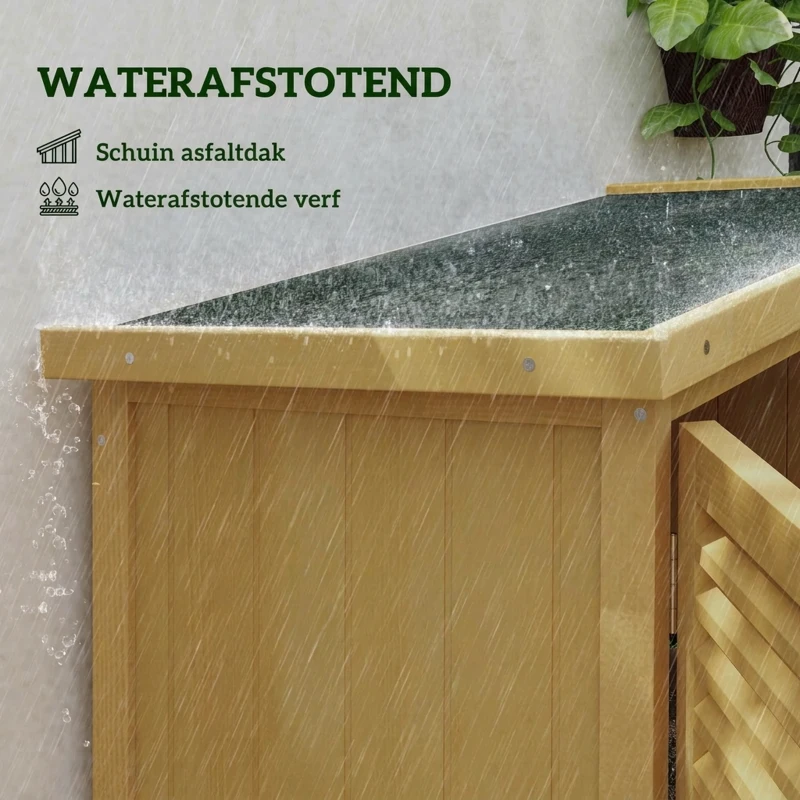 Outsunny Weerbestendige Tuinkast, 2 Deuren met Slot, Grenenhout, 87L x 46,5B x 160H cm, Lichtgeel(m-4)