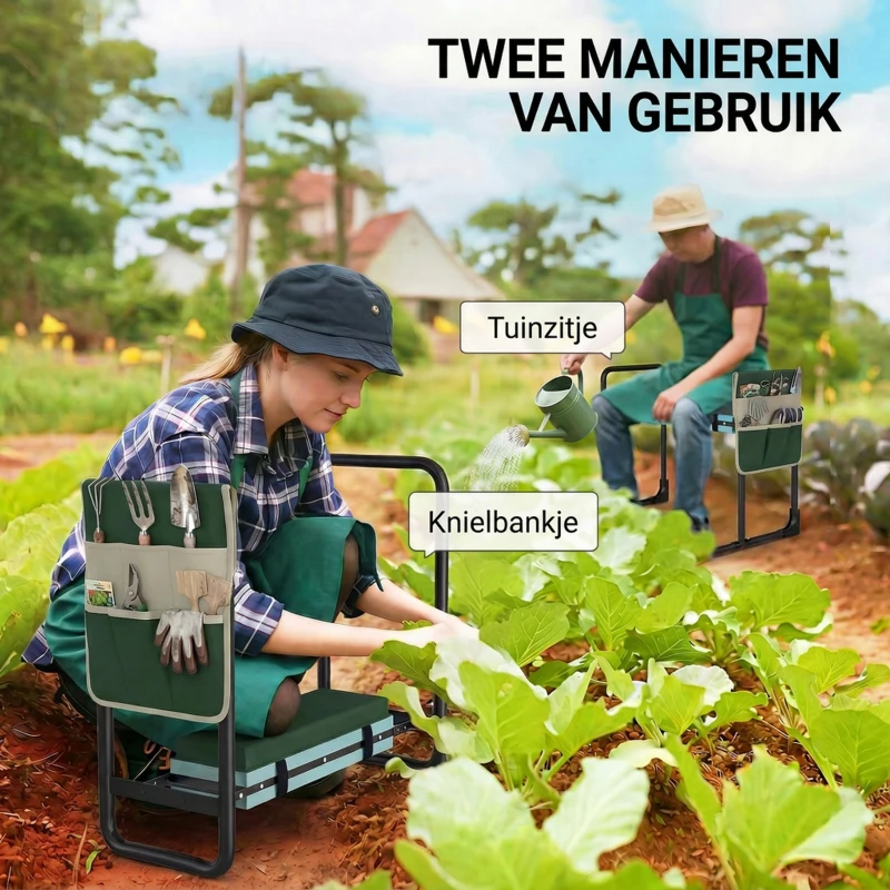 Outsunny tuinbank met kniekussen en zitgedeelte, 150 kg draagvermogen, tuinbankje met dikke bekleding en uitschuifbare stalen poten