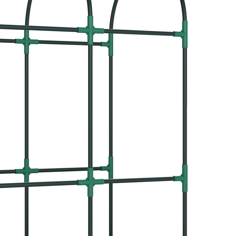 Outsunny Galvanised Raised Garden Bed with Arched Trellis, 4 x 2 x 4.6ft Metal Raised Bed for Garden with Open Bottom, Green