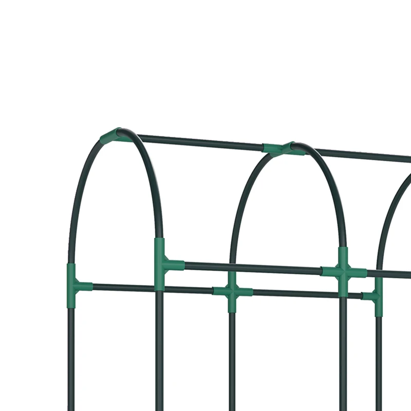 Outsunny Galvanised Raised Garden Bed with Arched Trellis, 4 x 2 x 4.6ft Metal Raised Bed for Garden with Open Bottom, Green