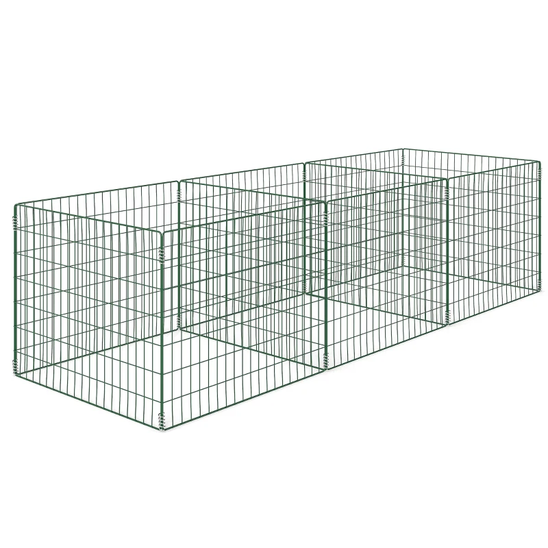 Outsunny Compostbak 1680 Liter, 270 x 90 x 70 cm, 3-delig, van Staal, Weerbestendig, Groen