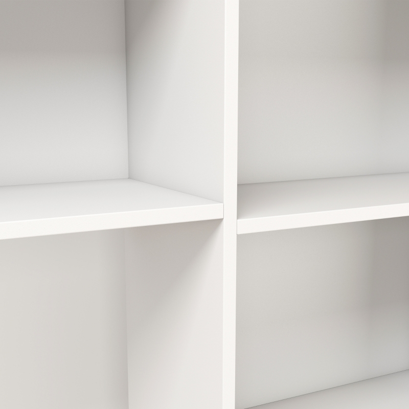 HOMCOM Bureau d'Angle, 108 x 100 x 153 cm, Bureau Informatique en L avec Support pour Écran, Compartiments Ouverts, Blanc