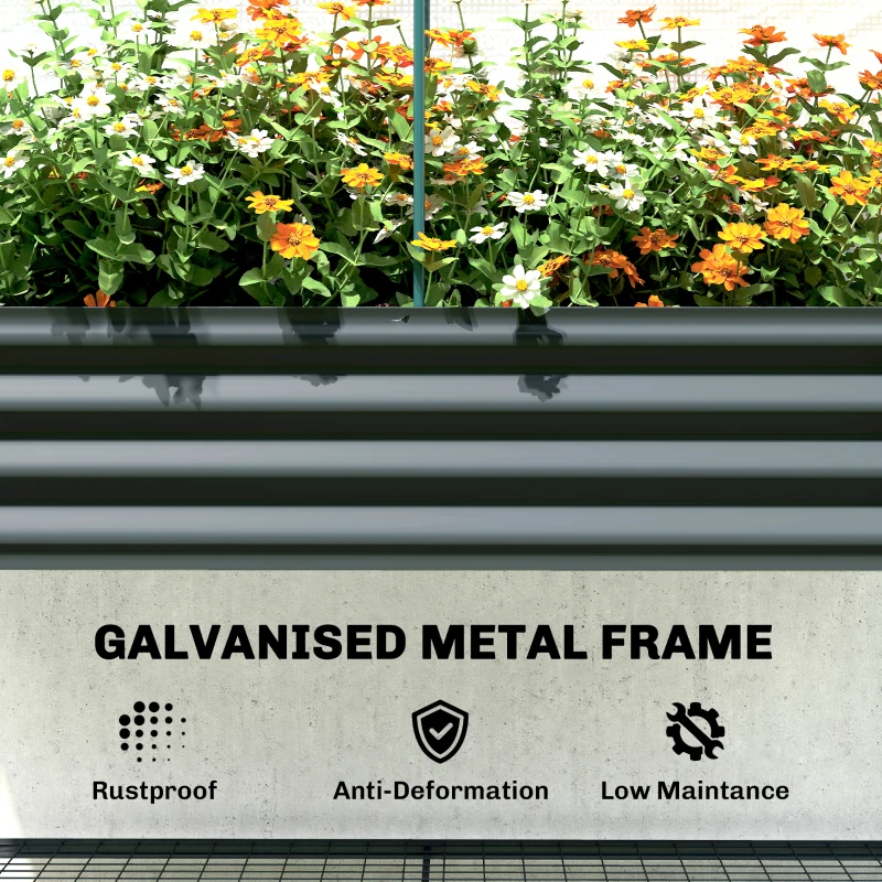 Outsunny Verhoogd plantenbed met kasopzetstuk van metaal, plantenbak met kas en opbergrek, verhoogd 120 x 55 x 140cm