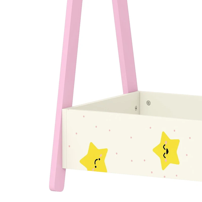 AIYAPLAY Baby Clothing Rack with Hangers, Storage Shelf for Bedroom, Star Theme, for Ages 3-6, Pink