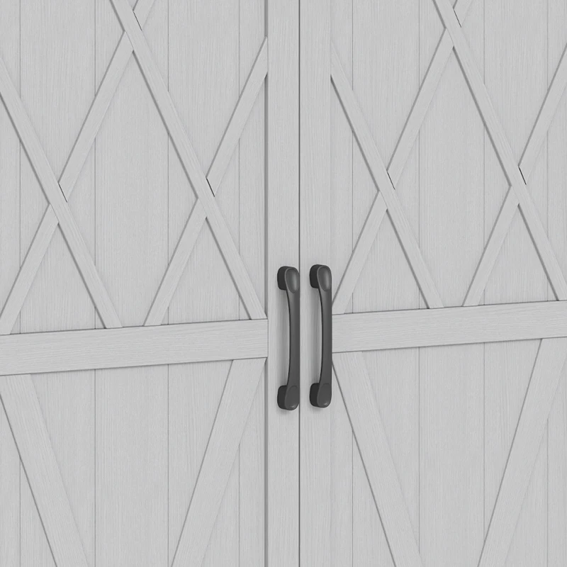 Outsunny Abri de jardin armoire de jardin 3 étagères 2 portes toit en tôle galvanisé étanche bois massif 75 x 40 x 90 cm gris