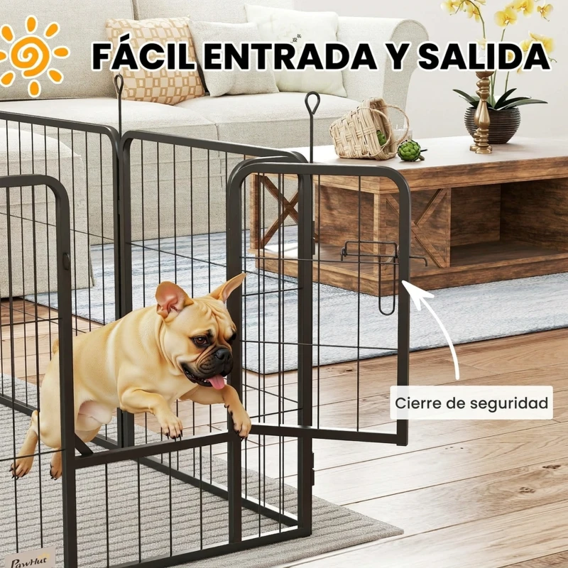 PawHut Parque para Perros de 12 Paneles de 60 cm de Altura con Puertas para Interior y Exterior Negro