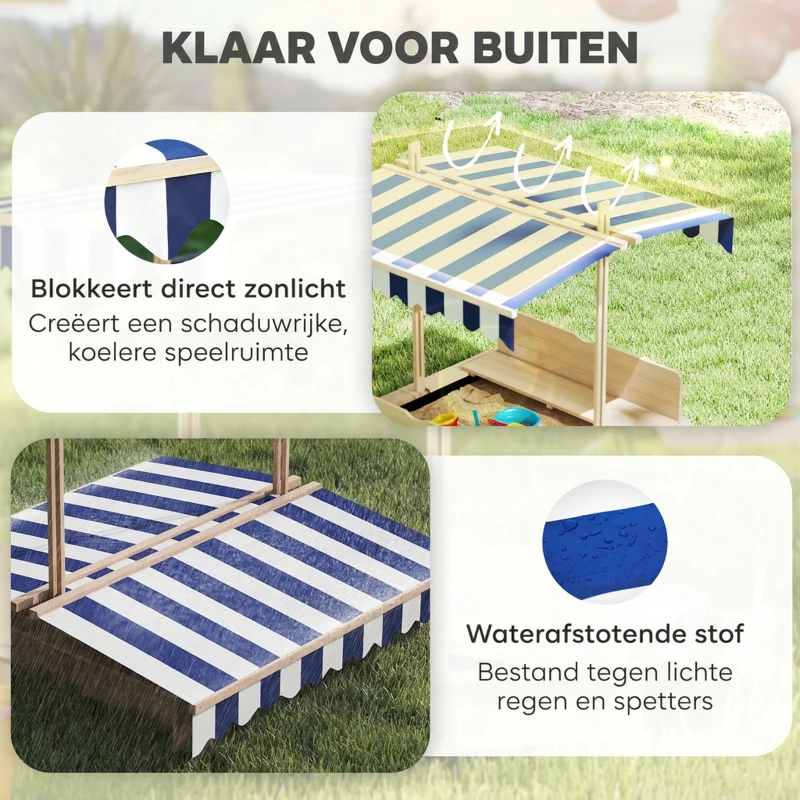 Outsunny Zandbak met afneembaar dak rugleuningen cederhout 3-7 jaar naturel