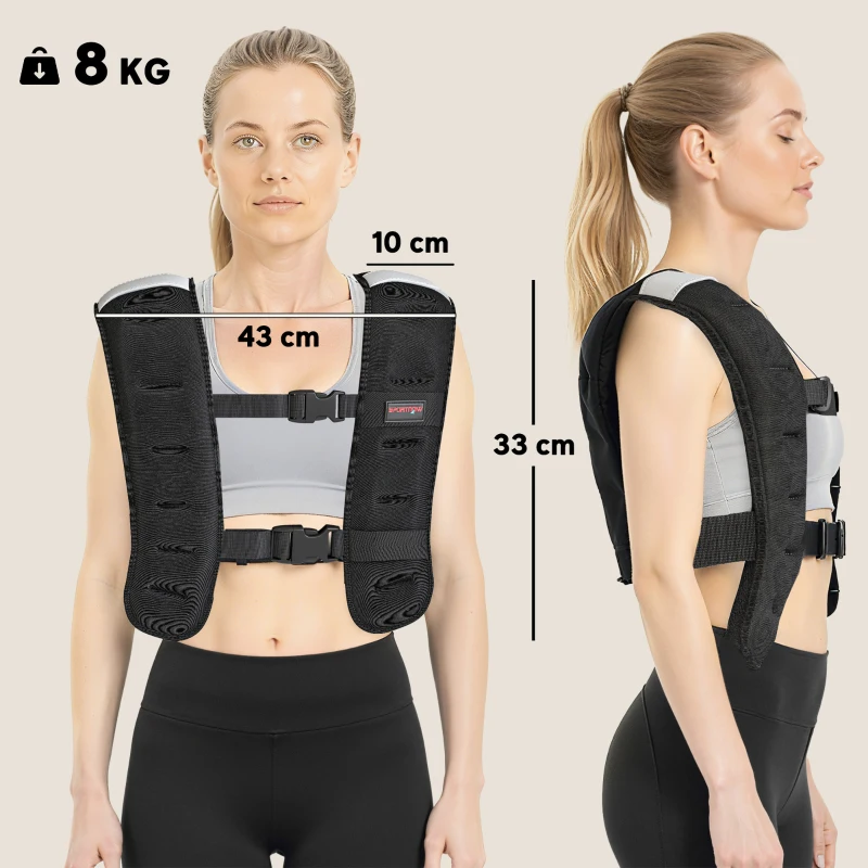 SPORTNOW Weighted Vest, 8 kg Weight Vest with Adjustable Straps, Reflective Strips, Black