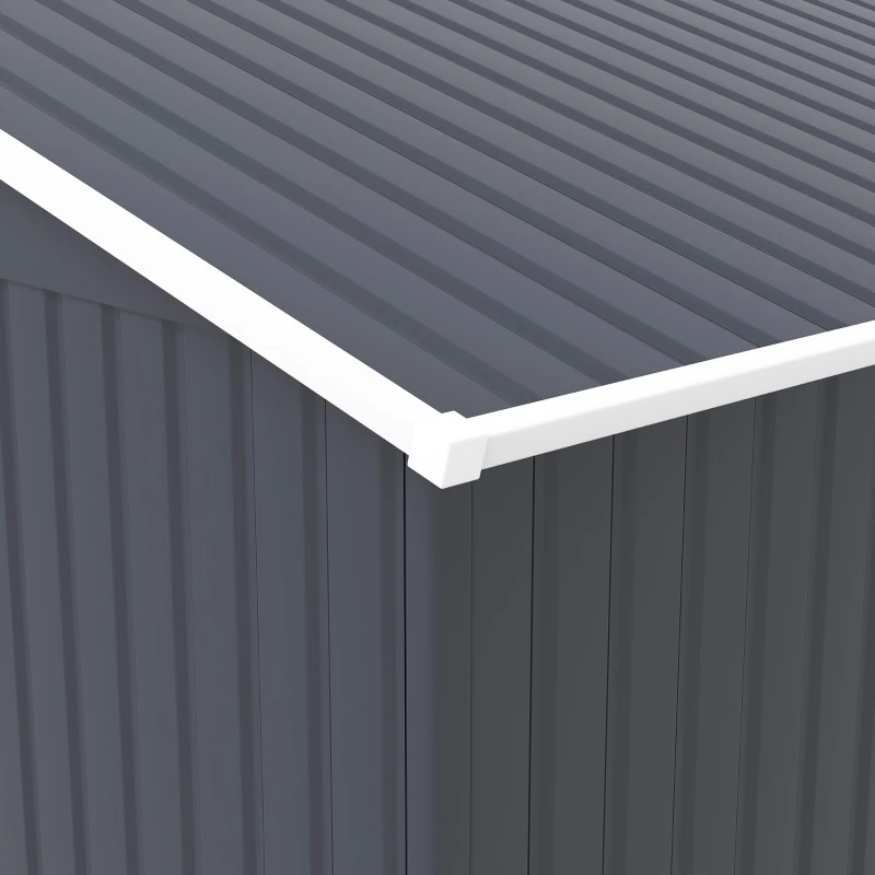 Outsunny Abri de jardin 8,3 m² 322 x 277 x 192 cm kit de fondation incluse porte coulissante ventilations tôle acier gris foncé