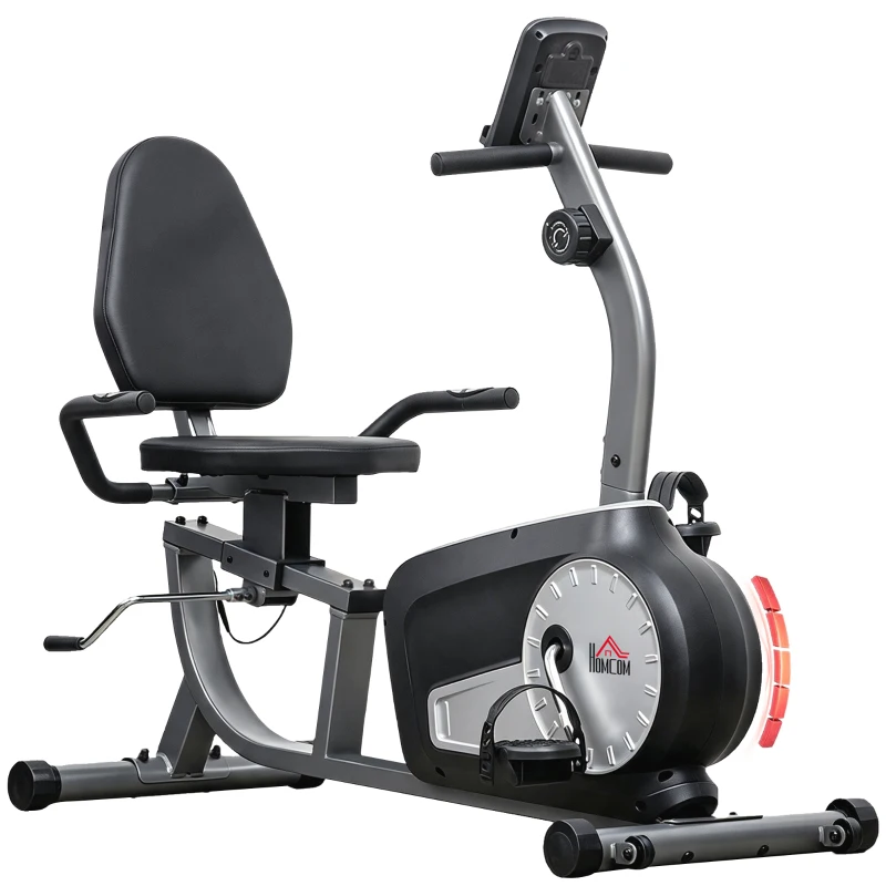 HOMCOM Fietstrainer met 8-Niveaus Weerstand 122-137 x 62 x 103cm Staal Grijs+Zwart+Zilver